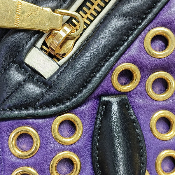 Zipper Wallet Quilted Lambskin Purple