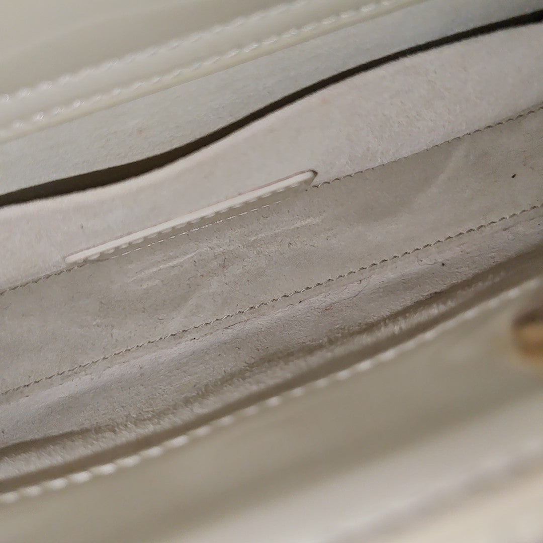 Lady D-Joy Small Cannage Patent Leather White