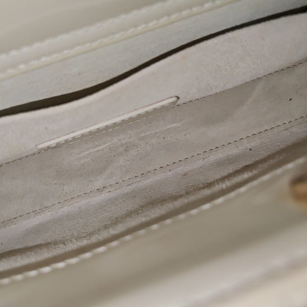 Lady D-Joy Small Cannage Patent Leather White