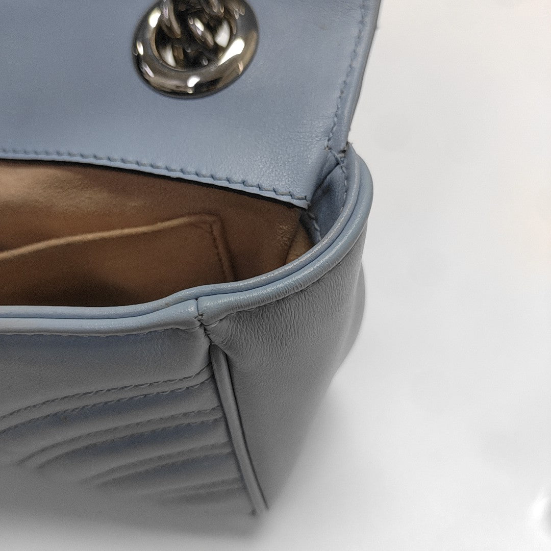 GG Marmont Small Quilted Calfskin Blue