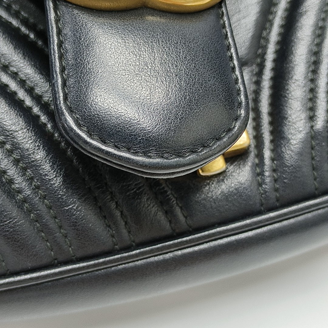 GG Marmont Medium Quilted Calfskin Black