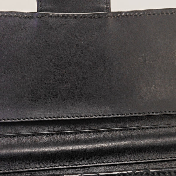 Quilted Patent Leather Top Handle Bag Black