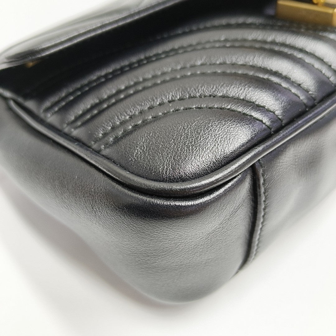 GG Marmont Small Quilted Calfskin Black