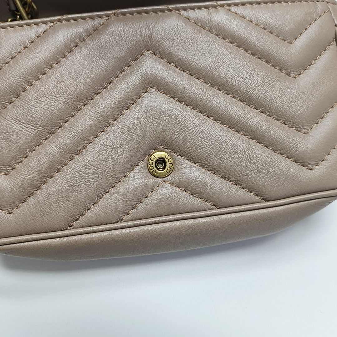 GG Marmont Mini Quilted Calfskin Beige