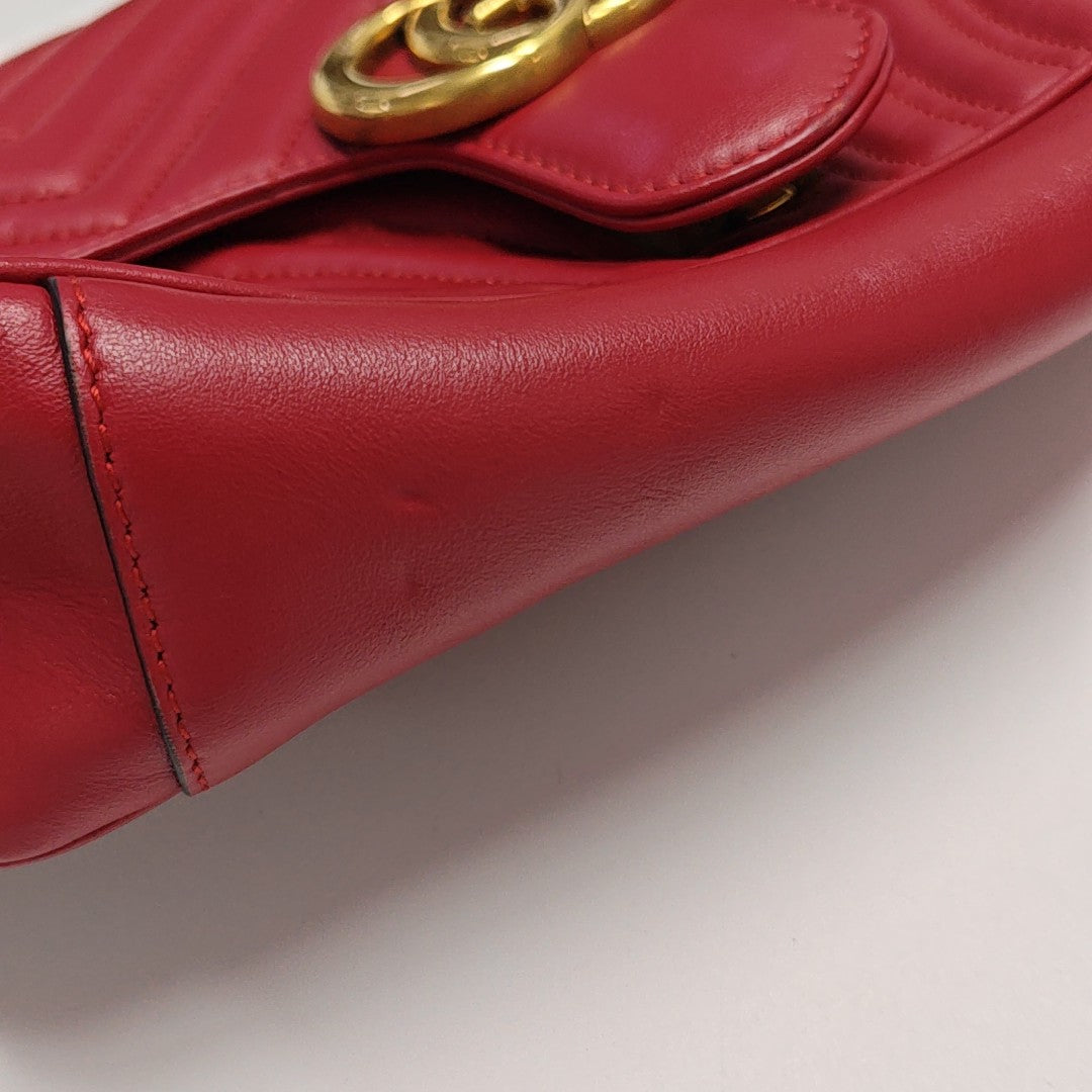 GG Marmont Medium Quilted Calfskin Red