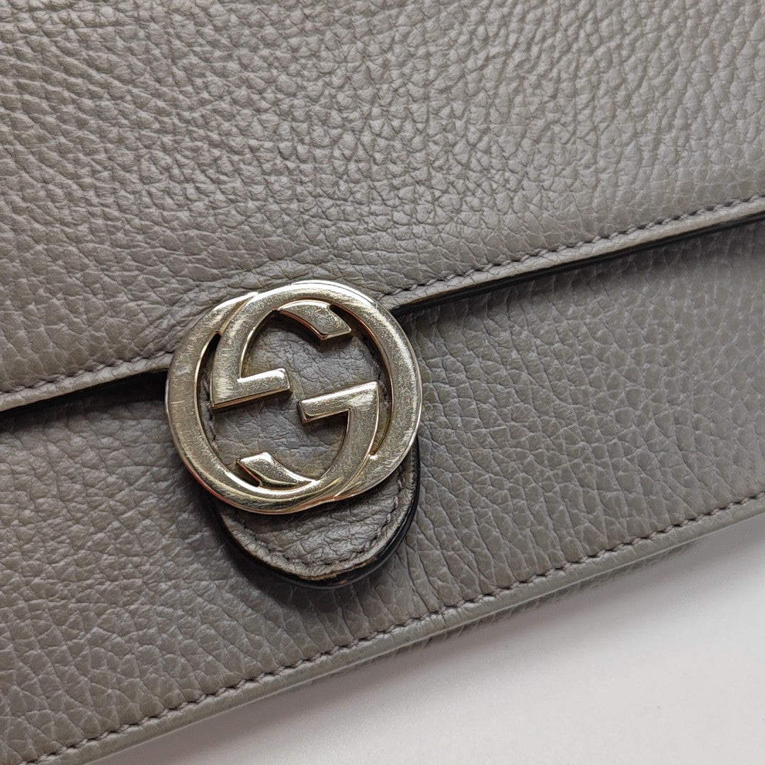 Interlocking G Small Calfskin Gray