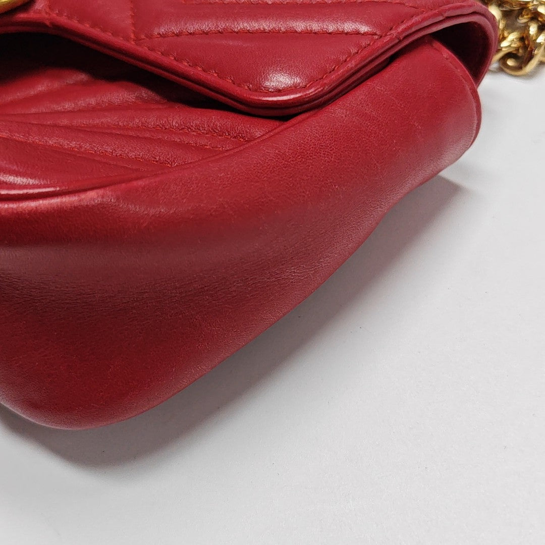 GG Marmont Small Quilted Calfskin Red