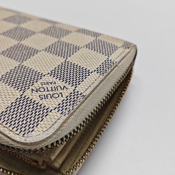 ZIPPY Damier Azur Coated Canvas White Wallet