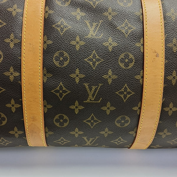 KEEPALL 60 Monogram Coated Canvas Brown