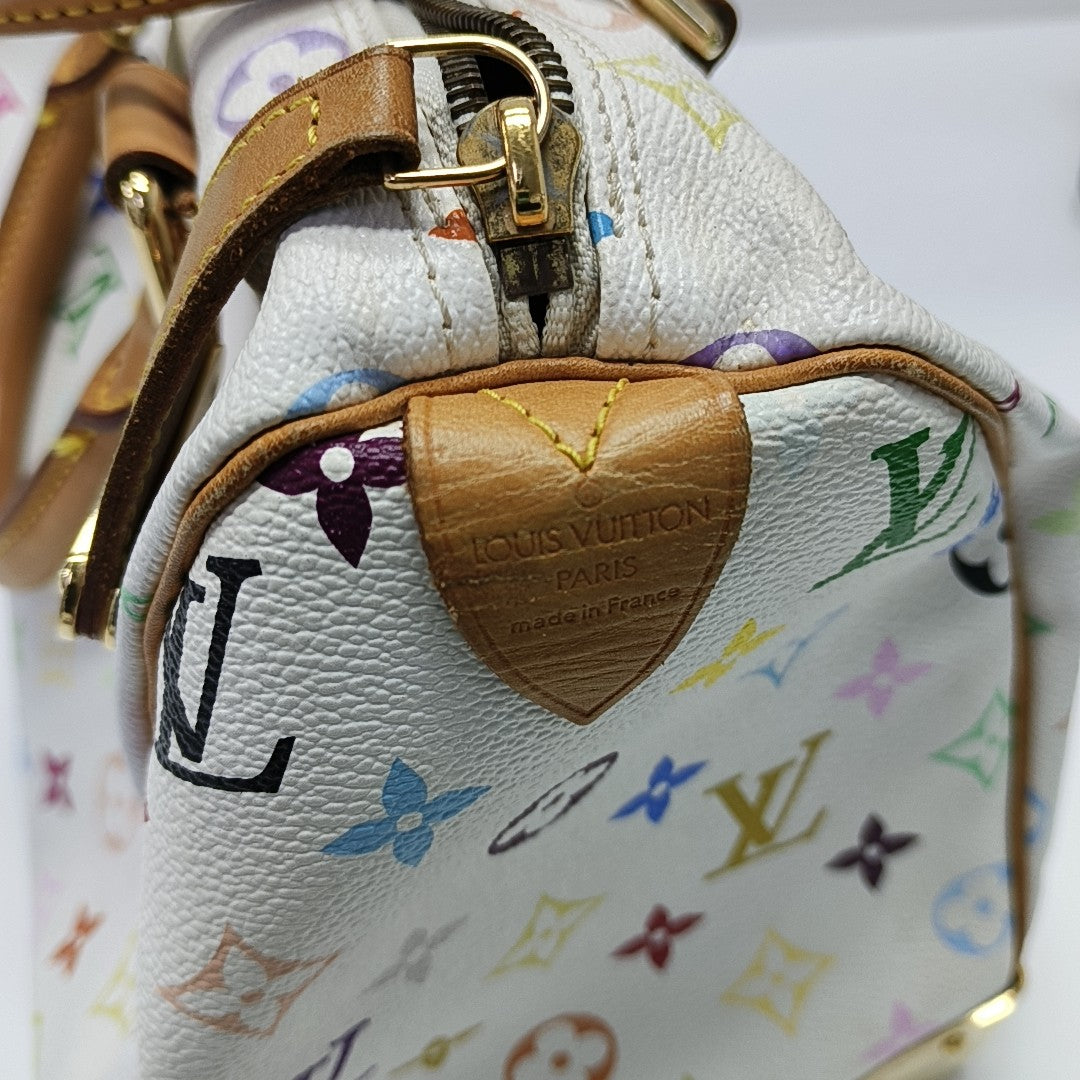 SPEEDY 30 Monogram Coated Canvas White