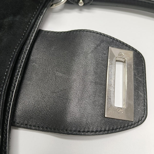 Suede Top Handle Bag Black