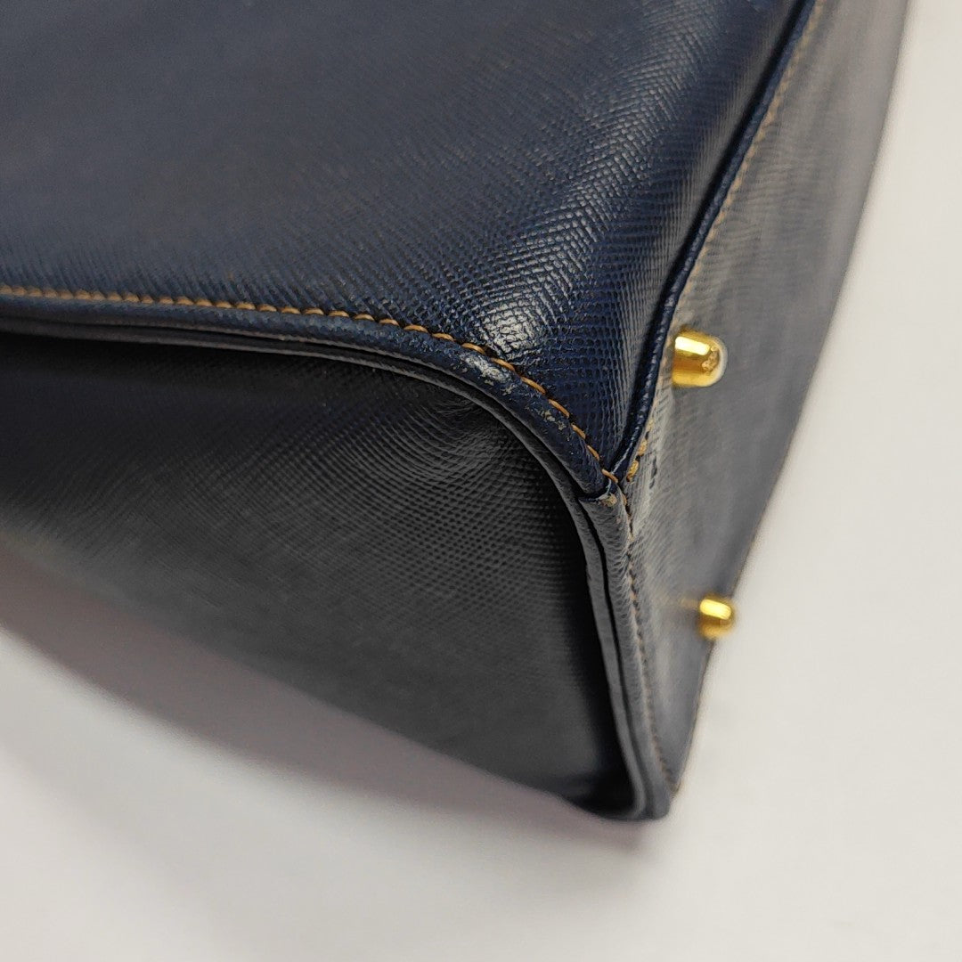 Leather Shoulder Bag Blue