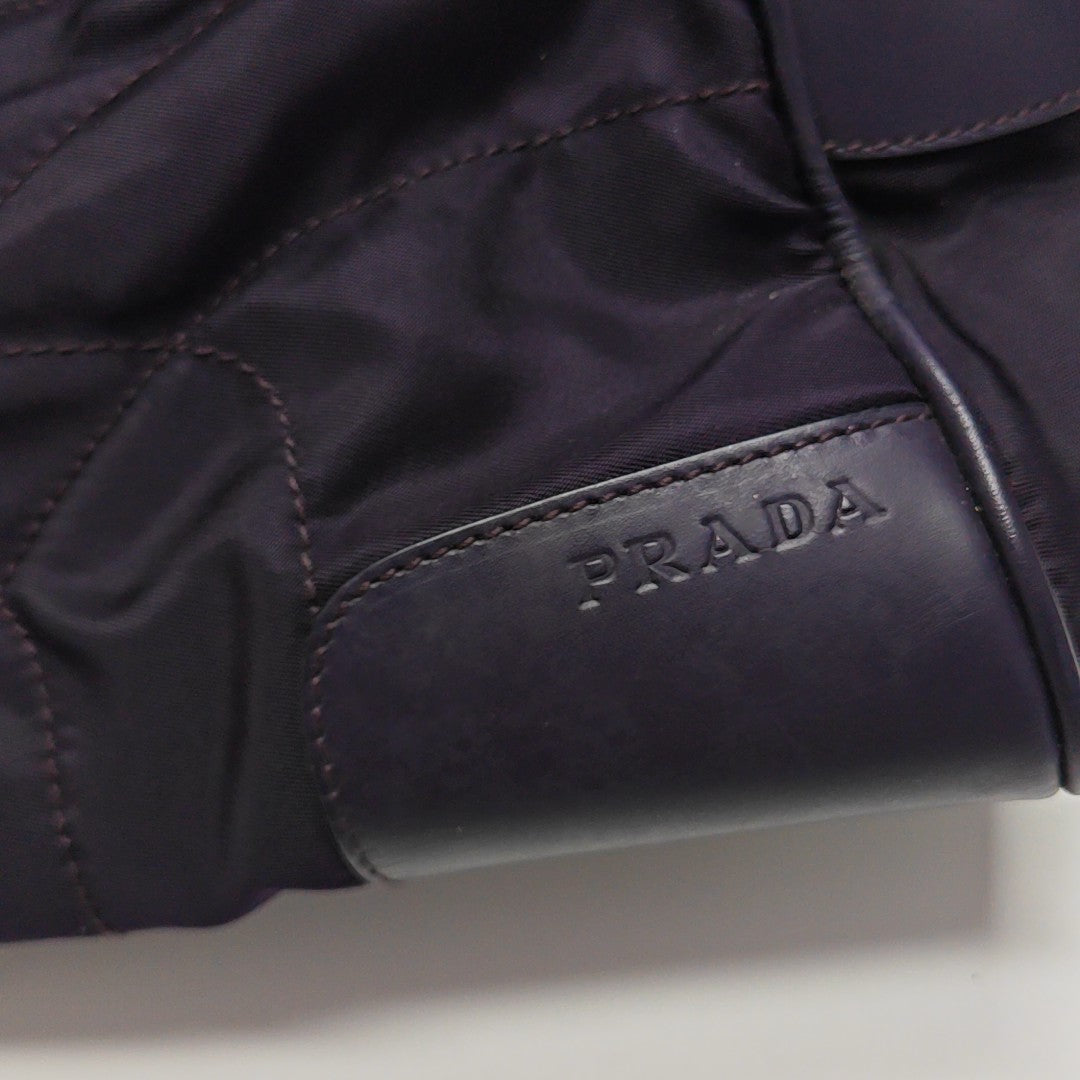 Quilted Nylon Top Handle Bag Purple