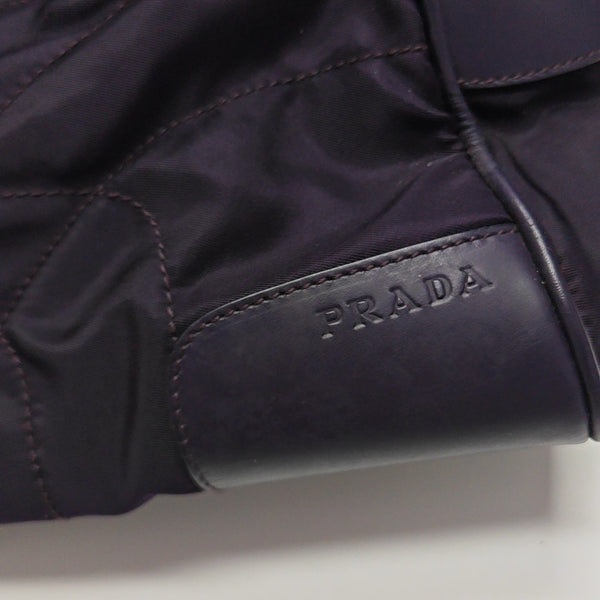 Quilted Nylon Top Handle Bag Purple