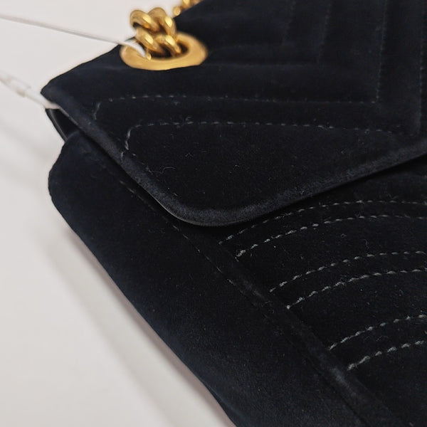 GG Marmont Medium Quilted Velvet Black