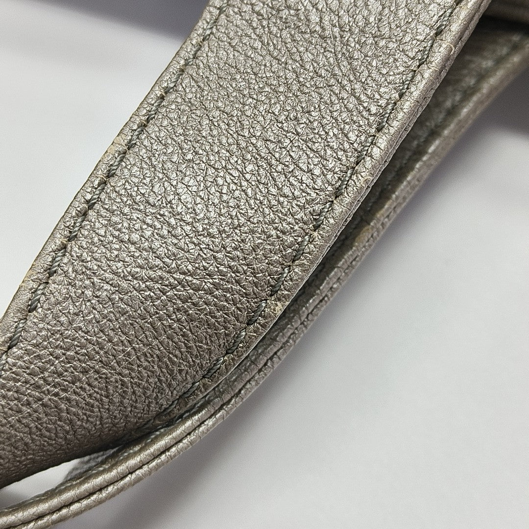 Quilted Calfskin Tote Bag Gray