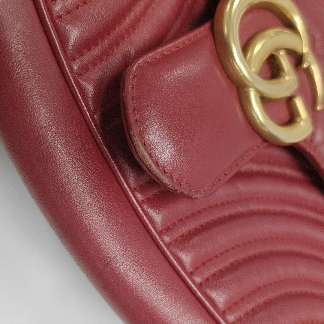 GG Marmont Medium Quilted Calfskin Red