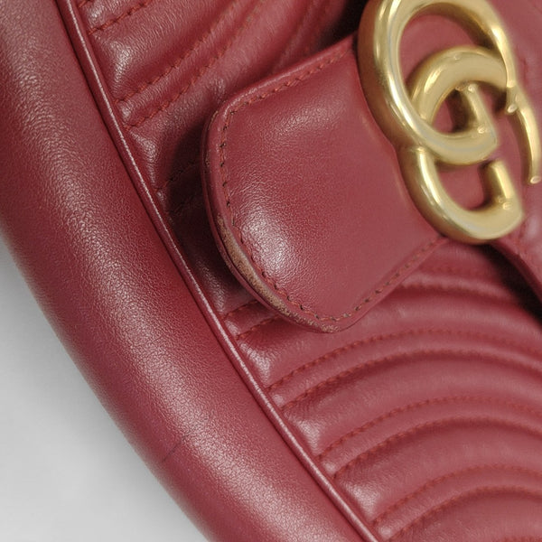 GG Marmont Medium Quilted Calfskin Red