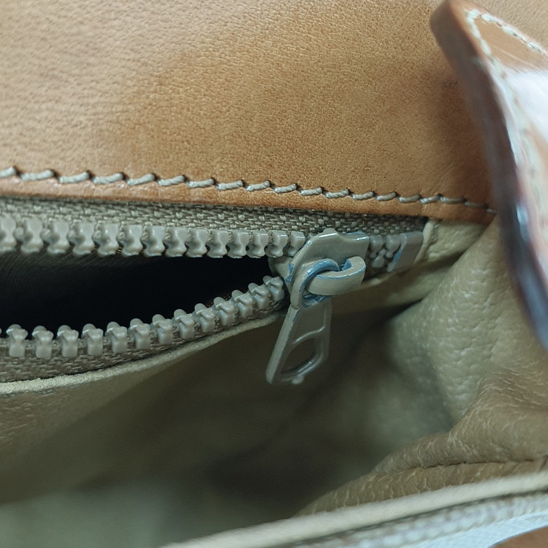 Coated Canvas Shoulder Bag Beige