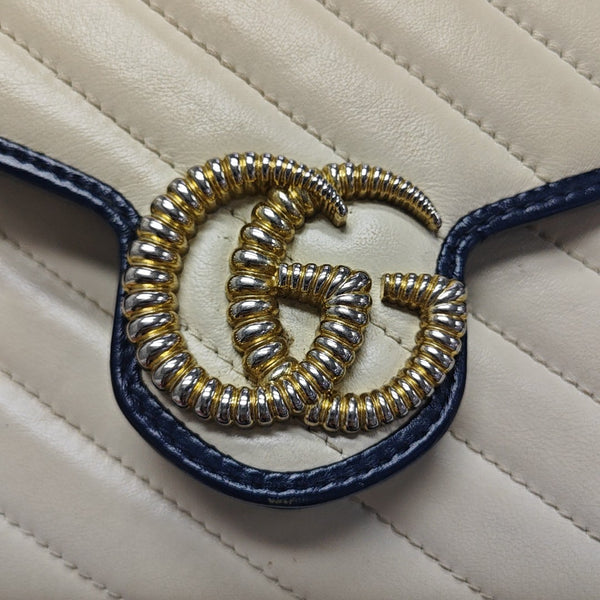 GG Marmont Mini Quilted Calfskin White