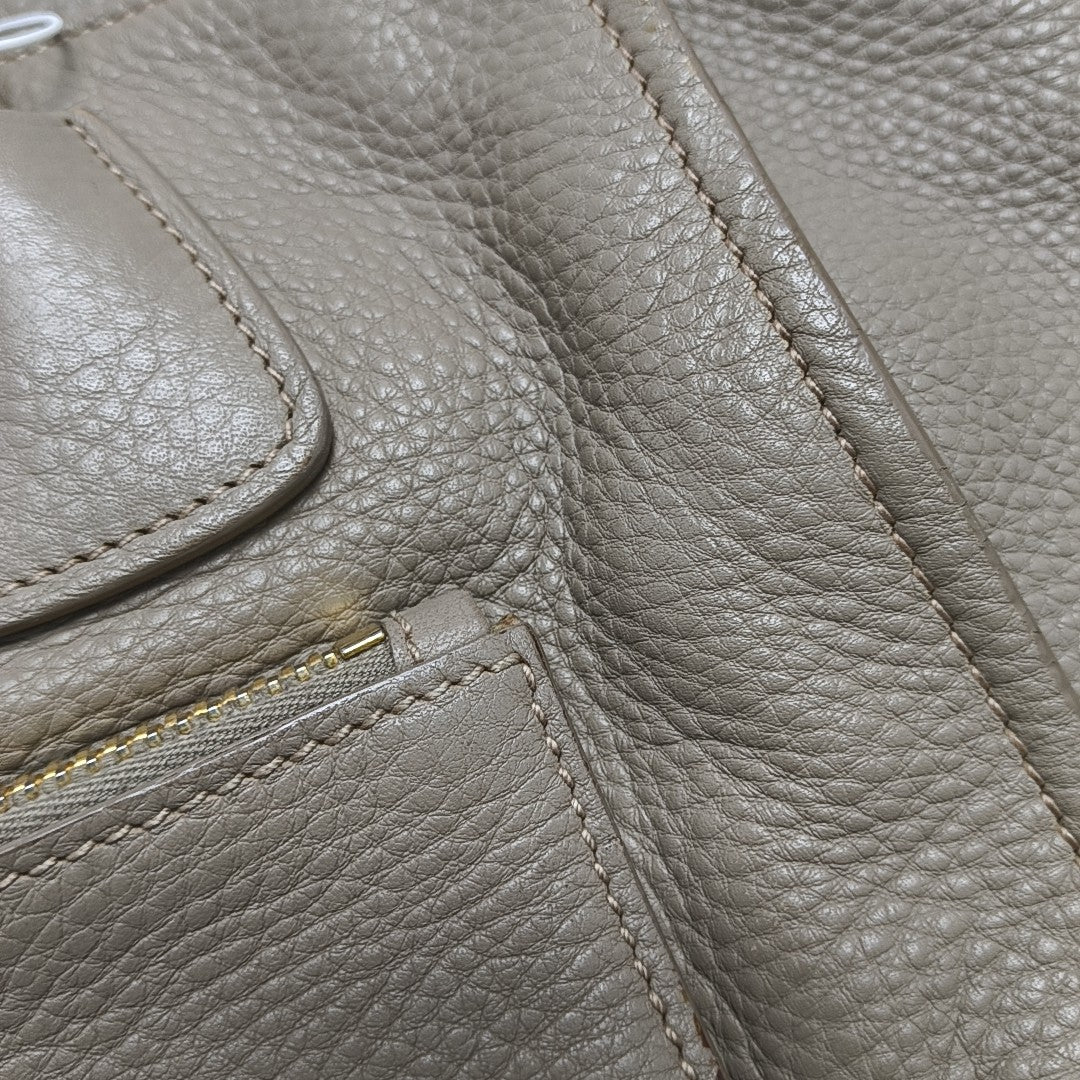 Galleria Zip Front Pocket Calfskin Gray