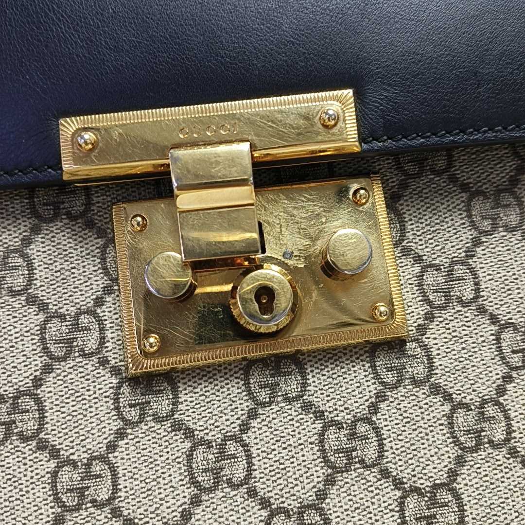 Padlock Medium Monogram Coated Canvas Beige
