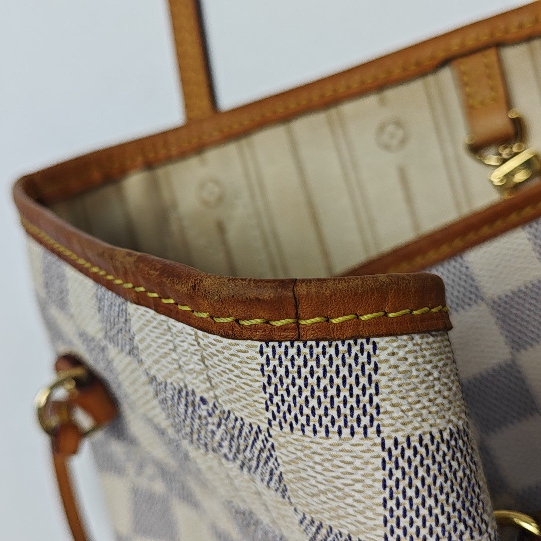 NEVERFULL MM Damier Azur Coated Canvas Beige