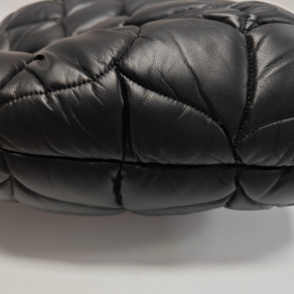 Quilted Leather Top Handle Bag Black