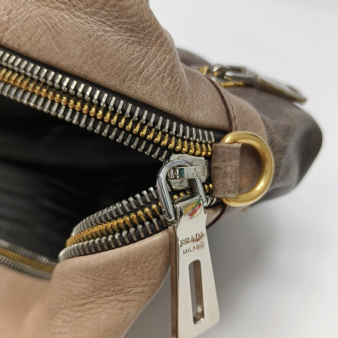 Calfskin Top Handle Bag Brown