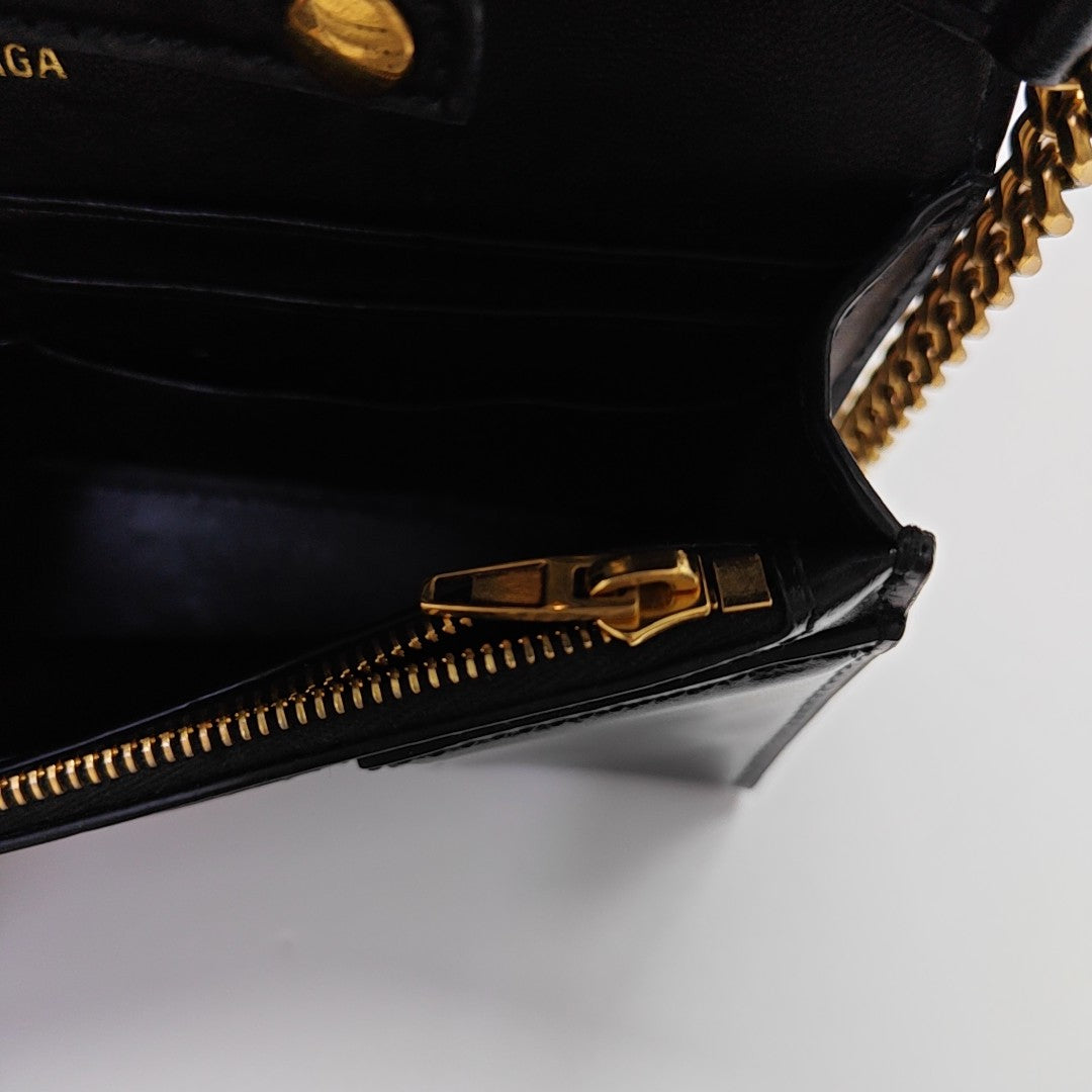 Hourglass Wallet On Chain Mini Calfskin Black