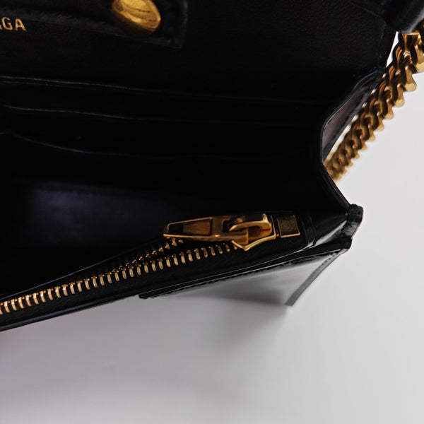 Hourglass Wallet On Chain Mini Calfskin Black