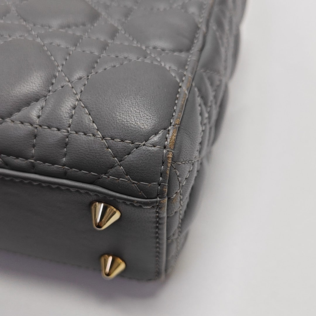 Lady Dior Small Cannage Lambskin Gray