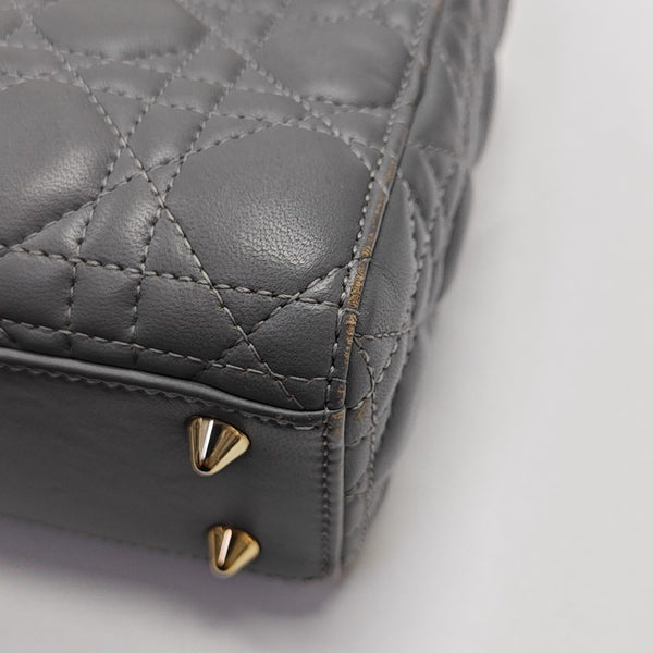 Lady Dior Small Cannage Lambskin Gray