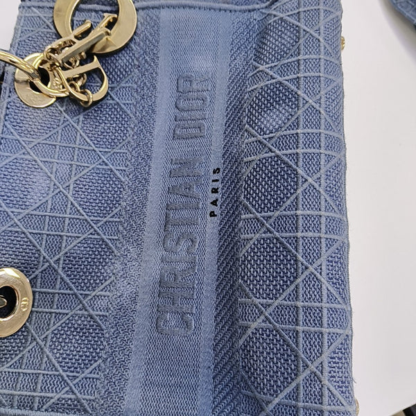 Lady D-Lite Medium Cannage Canvas Blue