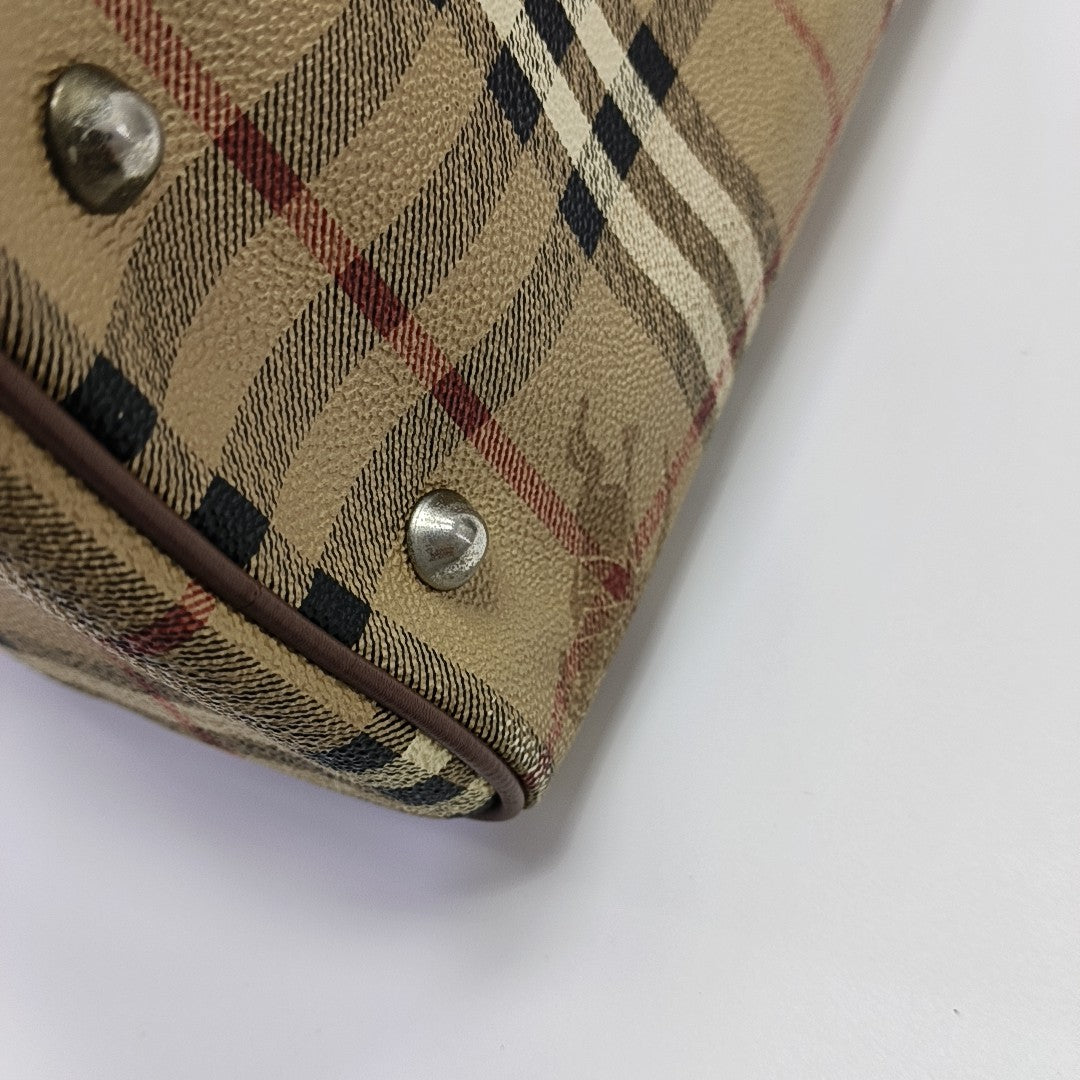 Coated Canvas Top Handle Bag Beige