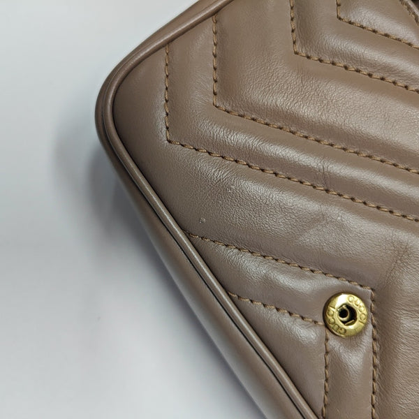 GG Marmont Mini Quilted Calfskin Beige