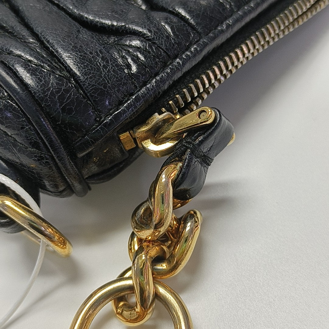 Quilted Lambskin Top Handle Bag Black