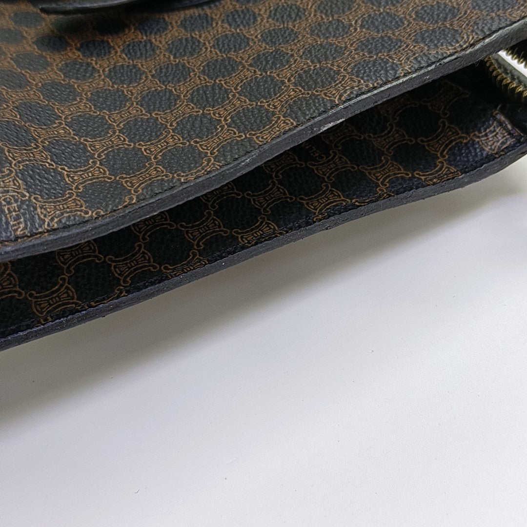 Coated Canvas Shoulder Bag Brown