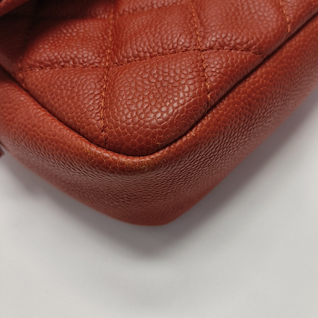 COCO SPORRAN Quilted Grained Calfskin Orange