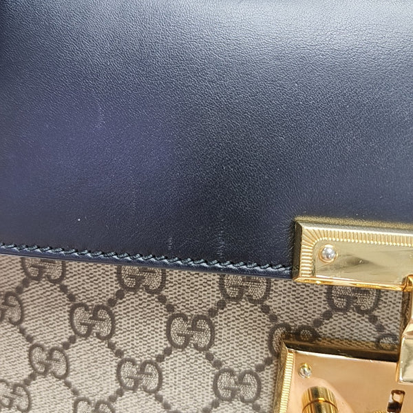 Padlock Small Monogram Coated Canvas Beige
