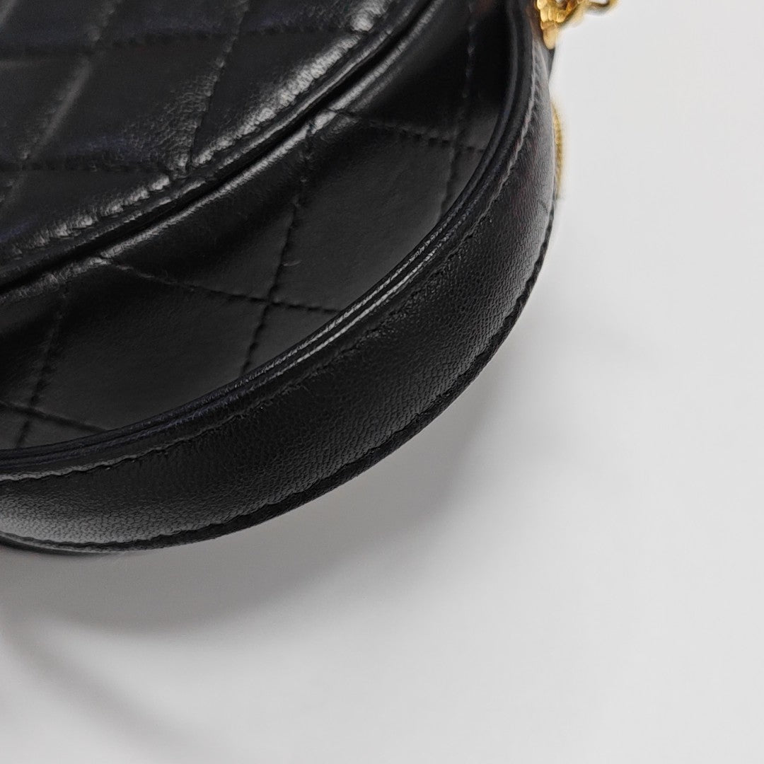 Quilted Lambskin Shoulder Bag Black