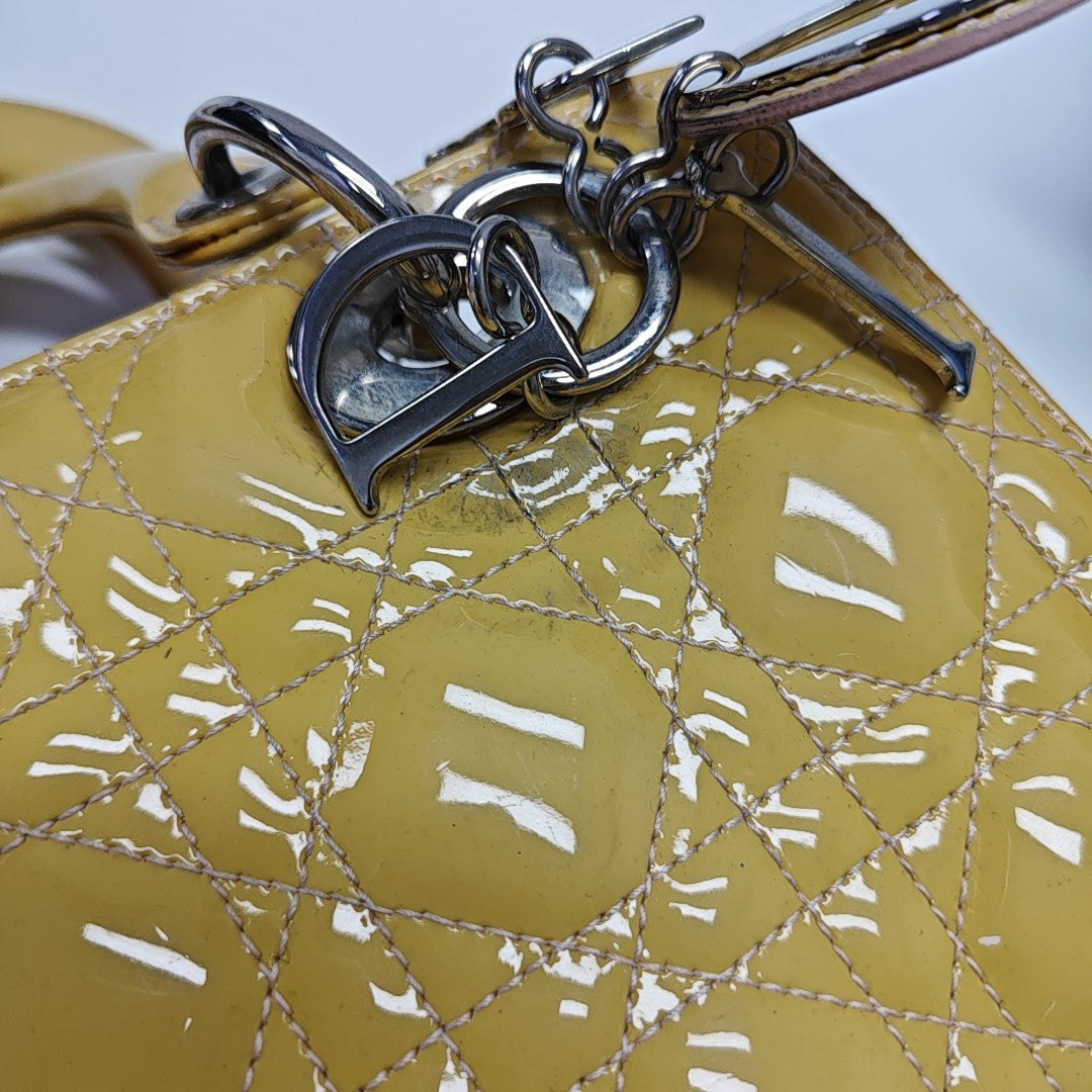 Lady Dior Medium Cannage Patent Leather Yellow