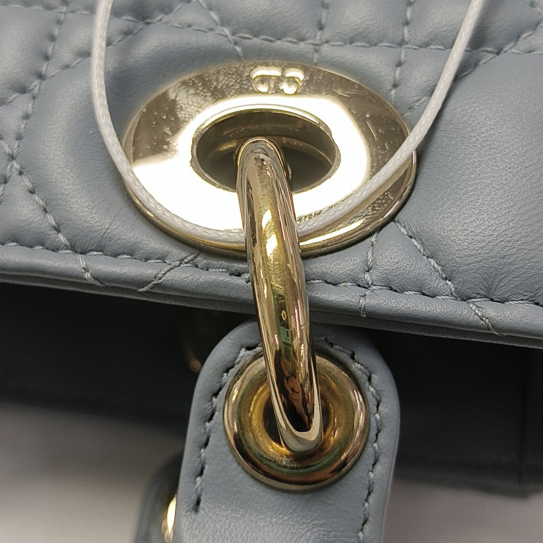 Lady Dior Small Cannage Lambskin Blue