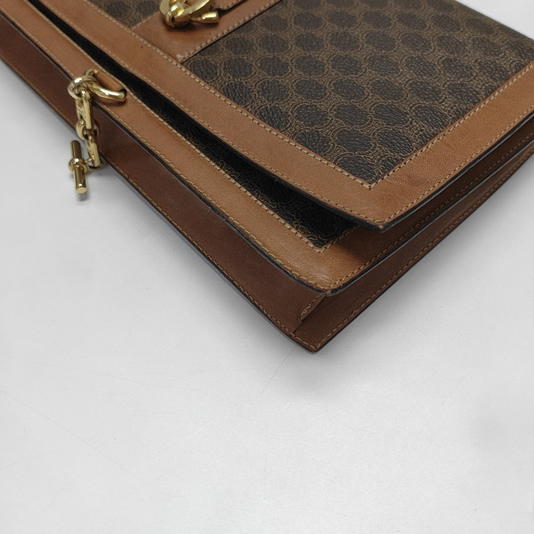 Coated Canvas Shoulder Bag Brown