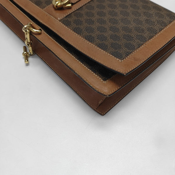 Coated Canvas Shoulder Bag Brown