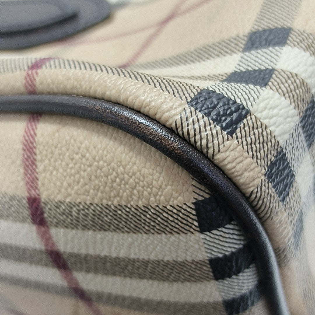 Coated Canvas Top Handle Bag Beige