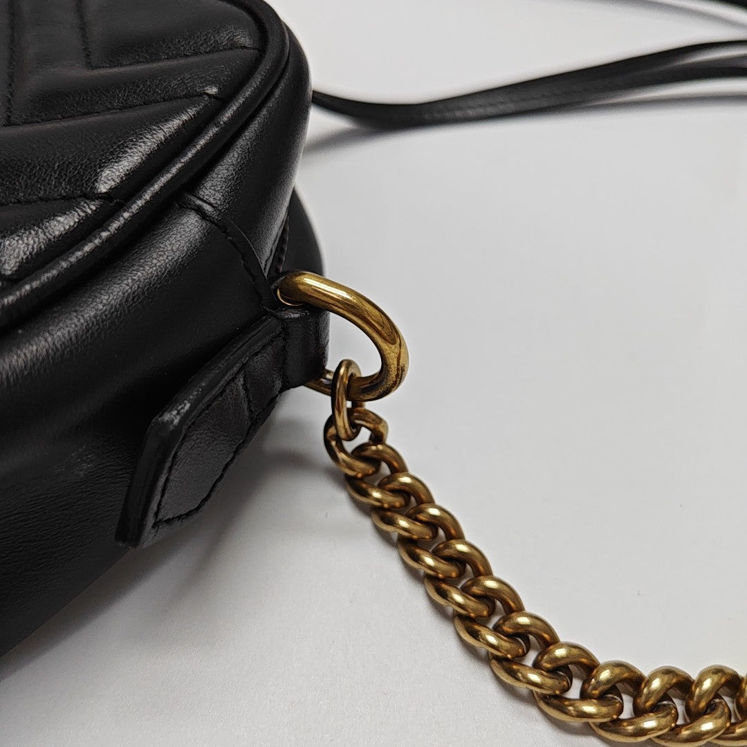 GG Marmont Mini Quilted Calfskin Black
