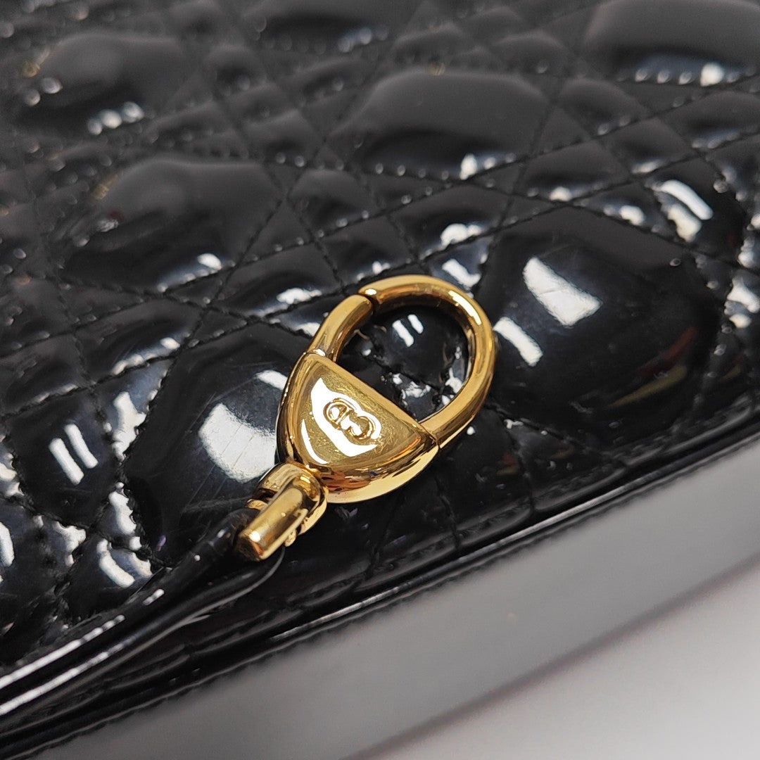 Lady Dior Medium Cannage Patent Leather Black