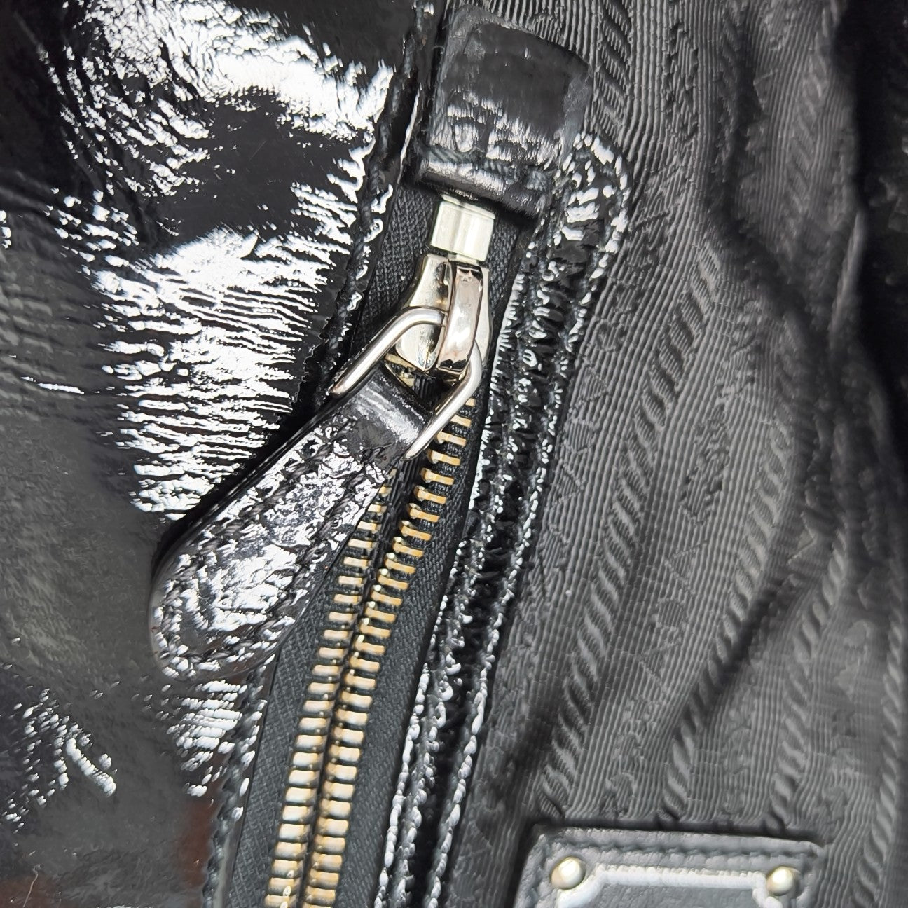 Patent Leather Top Handle Bag Black