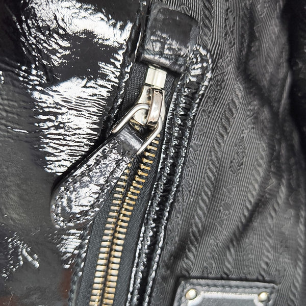 Patent Leather Top Handle Bag Black